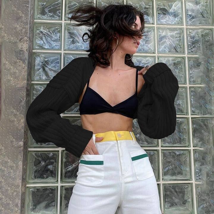 FurDecoration - Wholesale Knit Top - Women's - Oversized Solid Color Batwing Sleeve Knit Cape Top0