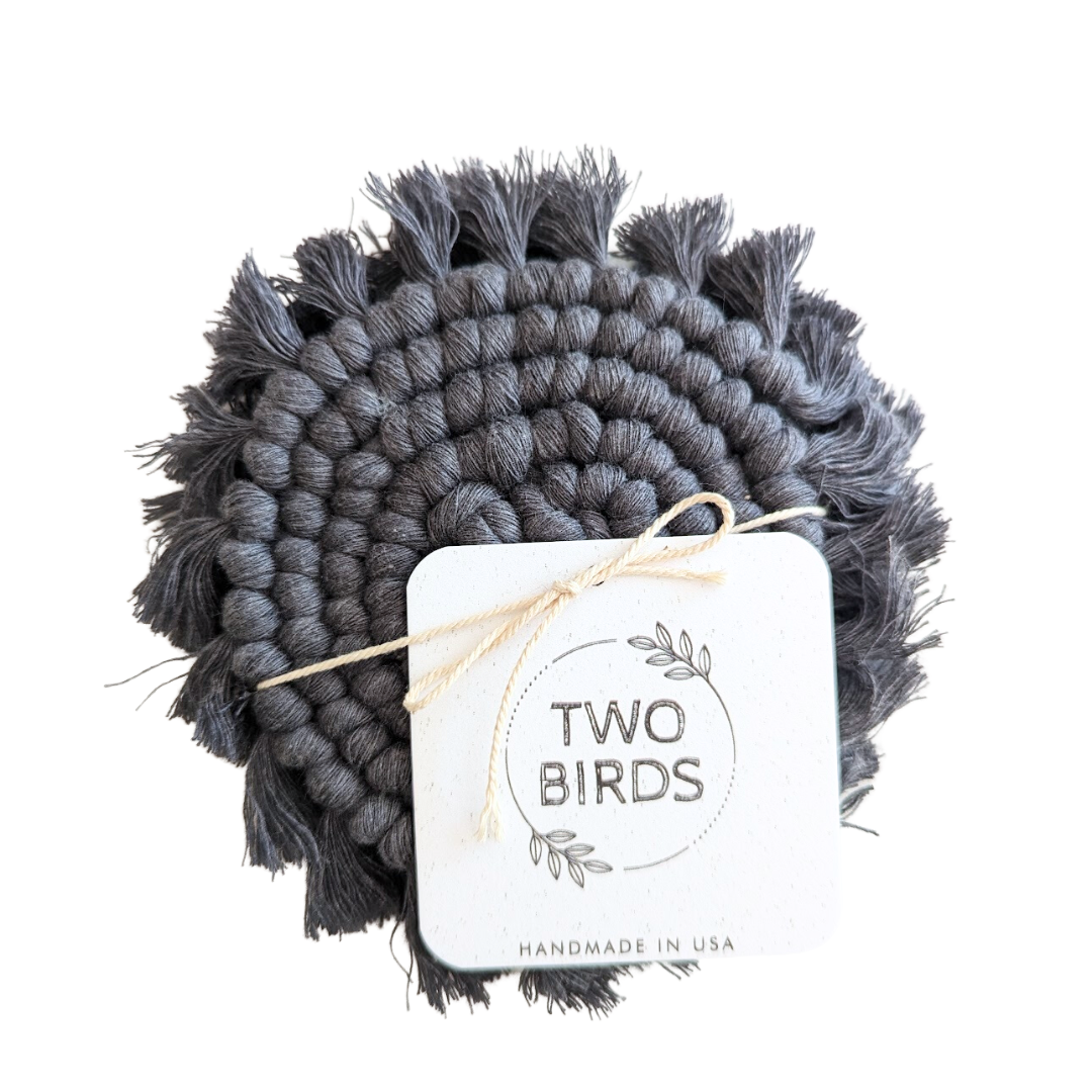 Two Birds Eco Shop - Wholesale Coasters - Single Macrame Coaster - Solid Colors9