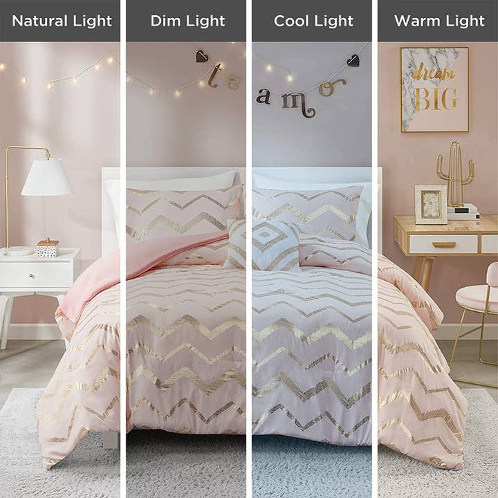Ziggy Pink/Rose Gold Comforter Set for Full/Queen Bed for wholesale on Faire