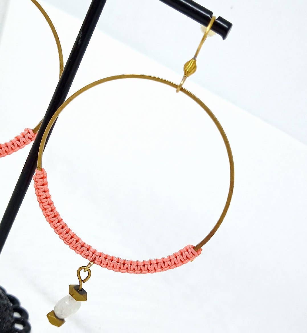 miss camille - Wholesale Dangle Earrings - Large macrame and stone hoop earrings1