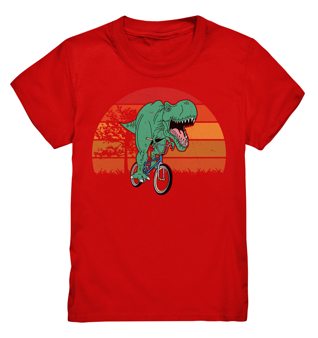 Tigerlino® - Wholesale Screen Printed T-Shirt - Kids - Trex bicycle retro dinosaur kids t-shirt5