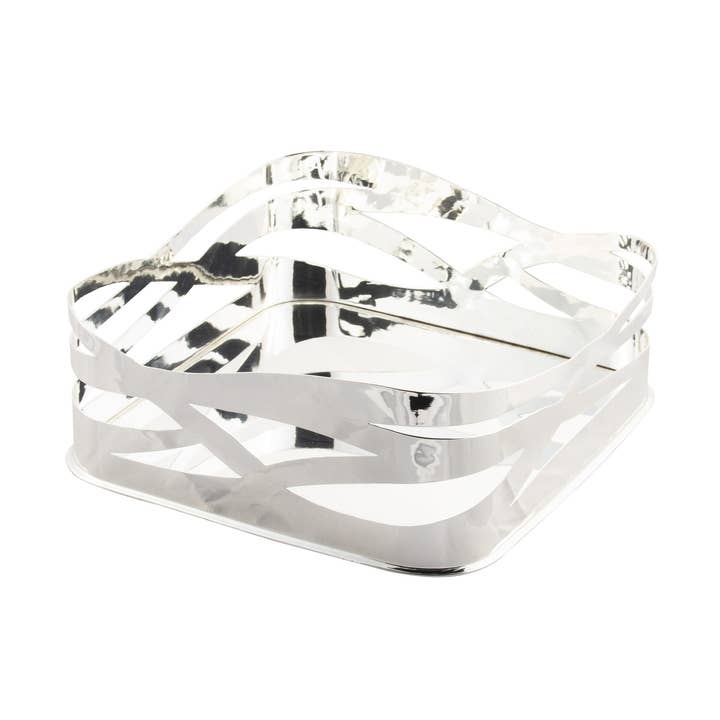Bragagnolo Argenti - Vente Assiettes/plats/bols de décoration - Panier carré « Onde »0