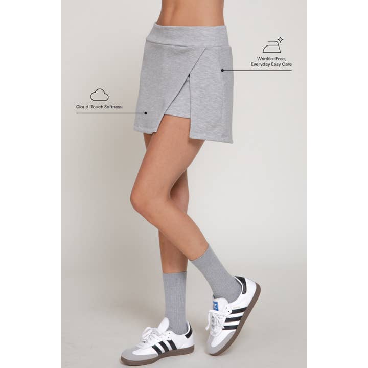 FRONT SLIT SOFT SCUBA SKORT for wholesale by Paperdoll