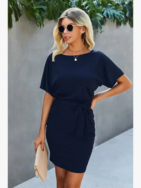 Supreme Fashion - Wholesale Dress - Women's - Petal Sleeve Ruffle Trim Belted Midi Dress7