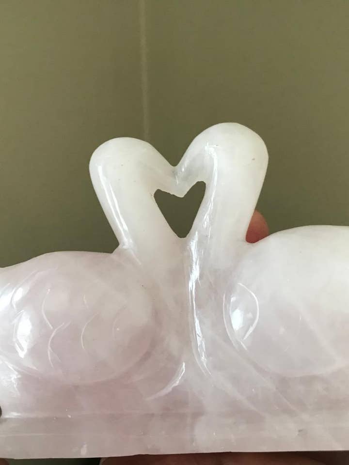 Pareja de cisnes de cuarzo rosa natural para el amor y la relación para venta al por mayor de AmazeU