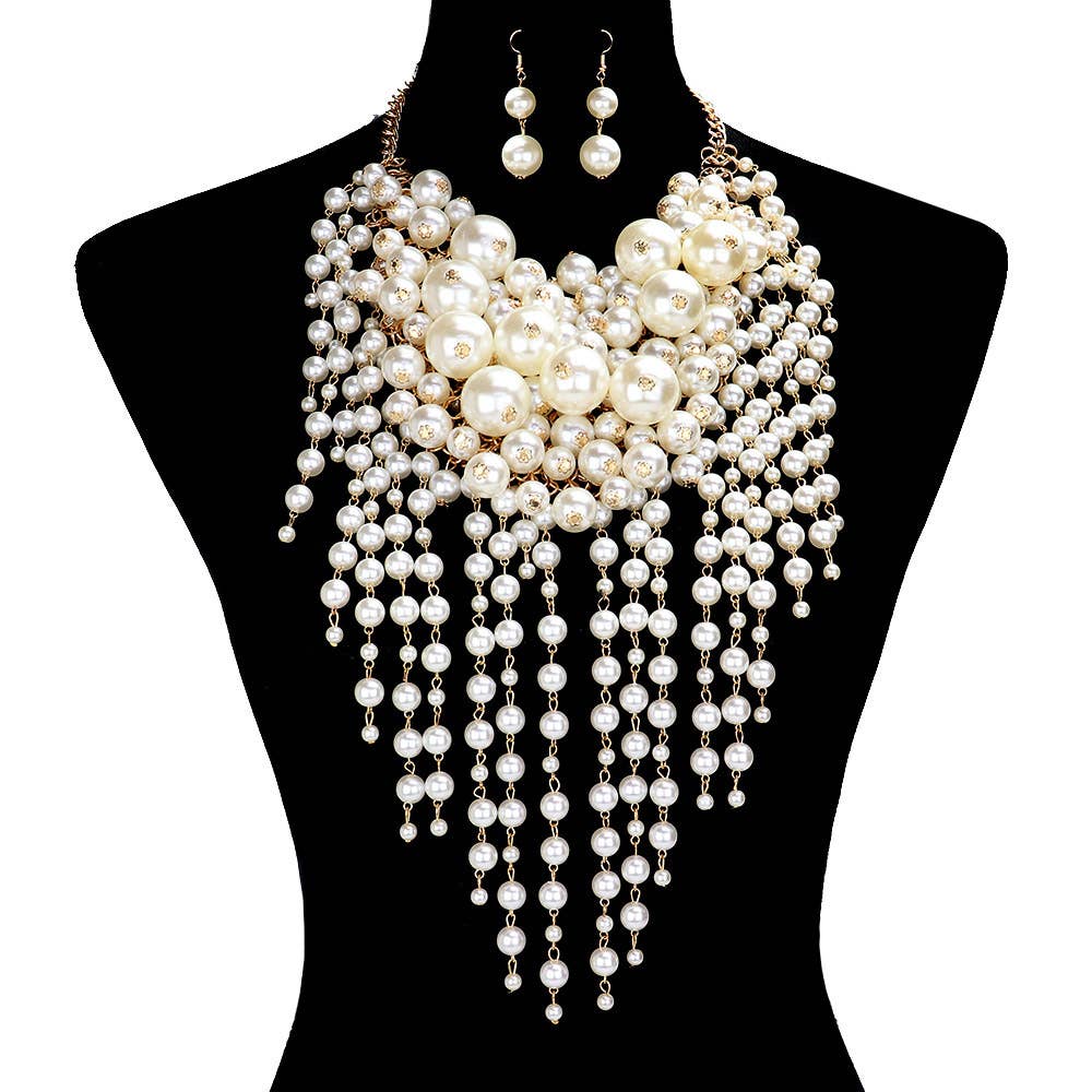 Sensibling Corp. - Wholesale Bib Necklace - Pearl Cluster Statement Necklace
3