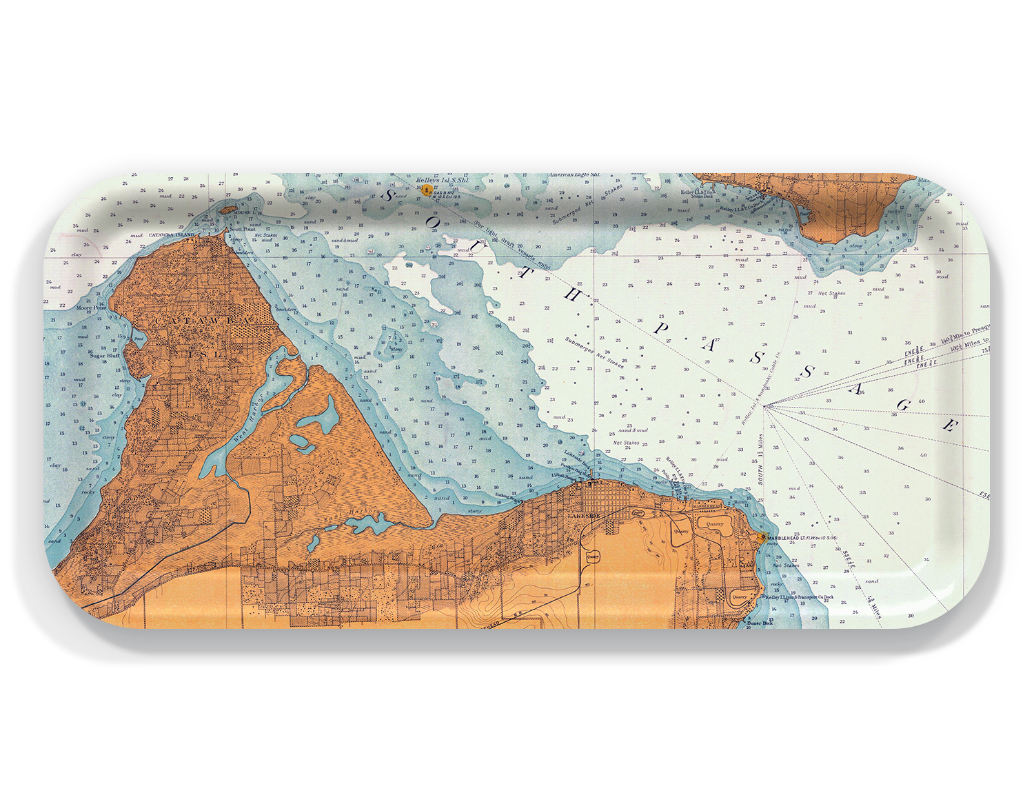 Trays4Us - Wholesale Serving Tray - Custom Vintage Nautical Map Decorative Tray- Any US Location12