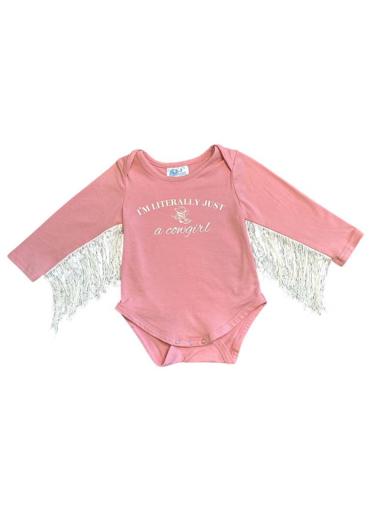 Shea Baby - Wholesale Bodysuit (Non-Footed) - Baby - Literally Just A Cowgirl LS Fringe Onesie, Size 0-2T 1