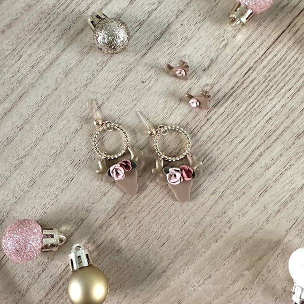 Sparkl + DOT - Wholesale Dangle Earrings - Floral Deer Head