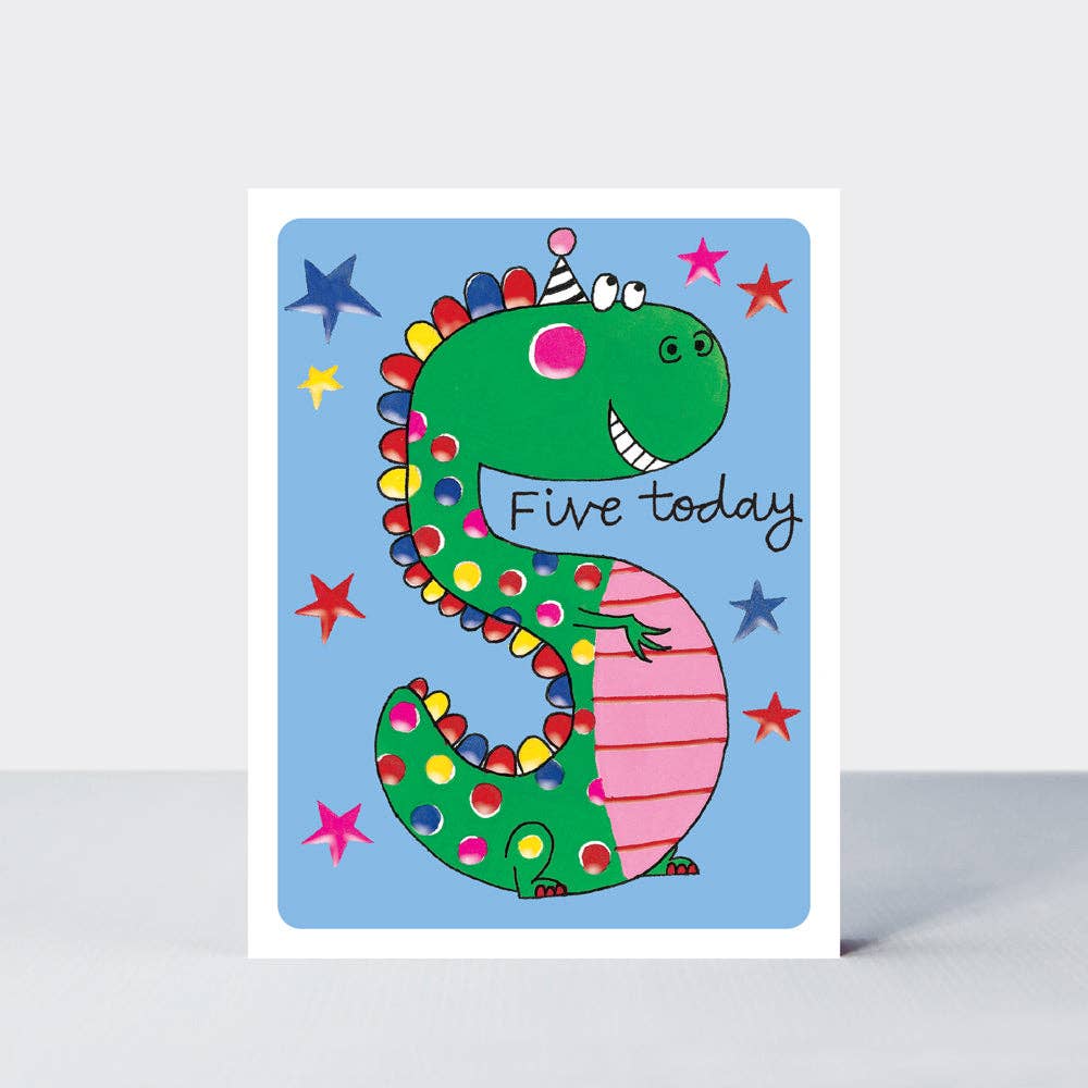 Rachel Ellen Designs – wholesale Birthday card – Hey! Age 5 Birthday card - Dinosaur0