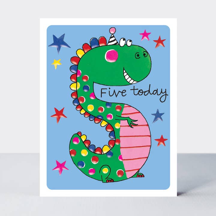 Rachel Ellen Designs – wholesale Birthday card – Hey! Age 5 Birthday card - Dinosaur0