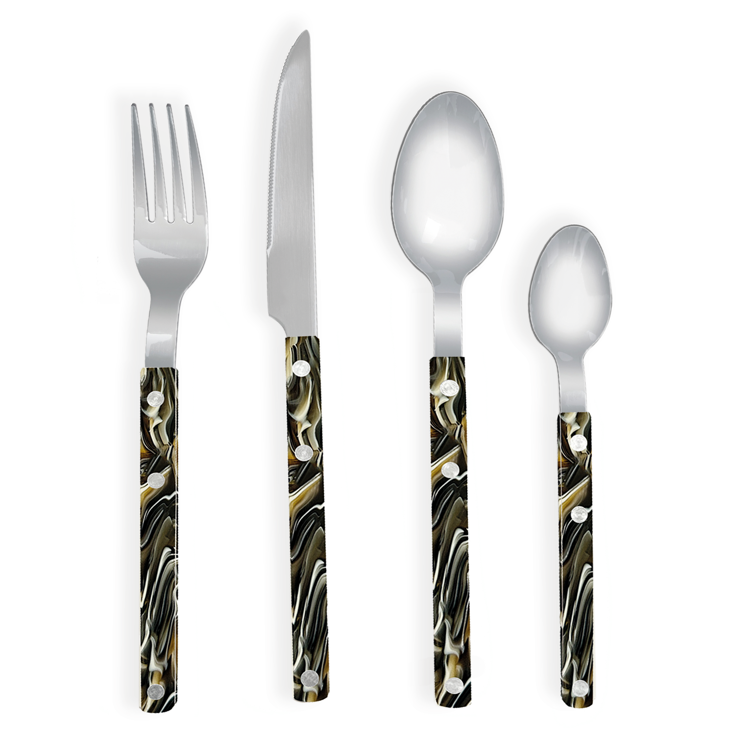 Opjet Paris - Vente Set de couverts - Set de 4 couverts Gustave façon marbré0