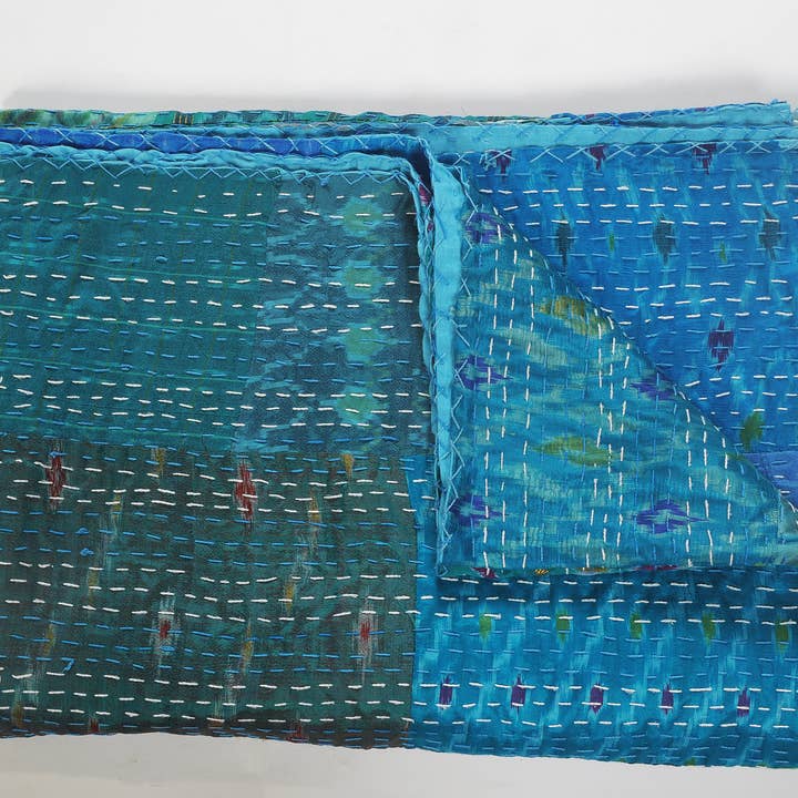 LR Home - Vente Plaids - Jeté en kantha de coton de soie – Fait main et coloré2