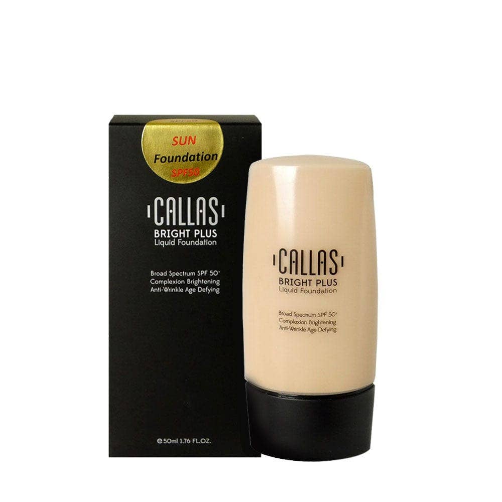 Callas & Dearderm – Engroshandel Foundation – CALLAS Bright Plus Liquid Foundation SPF 50+ 04 mørk honning