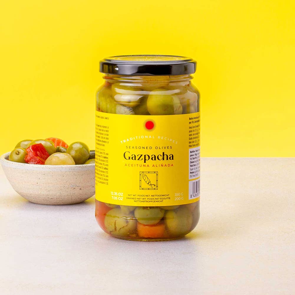 Don Gastronom USA - Wholesale Olives - Triana Olivas. Seasoned Gazpacha Olives2