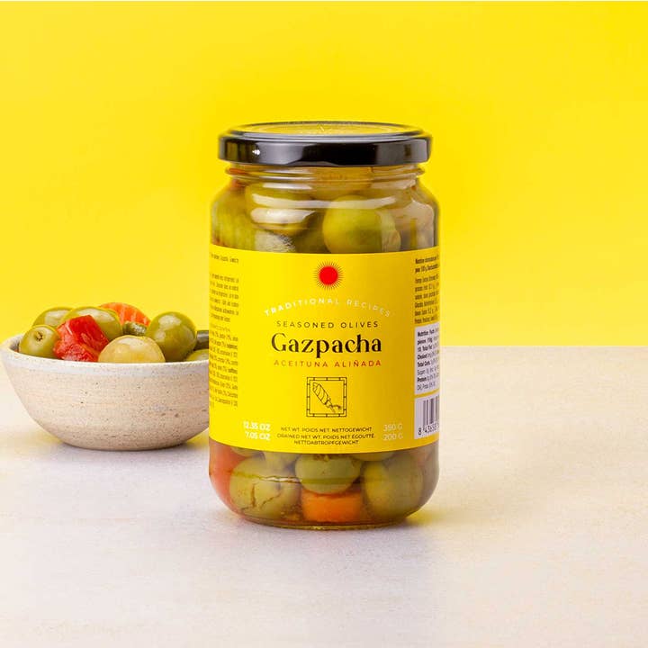 Don Gastronom USA - Wholesale Olives - Triana Olivas. Seasoned Gazpacha Olives2