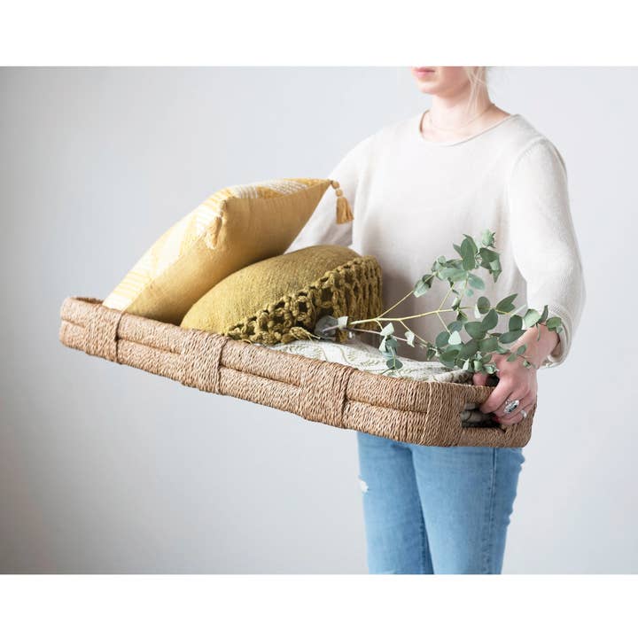 Hand-Woven Bankuan Tray with Handles and other Purchase Wholesale l'eau. Free Returns & Net 60 Terms on Faire trending on Faire.