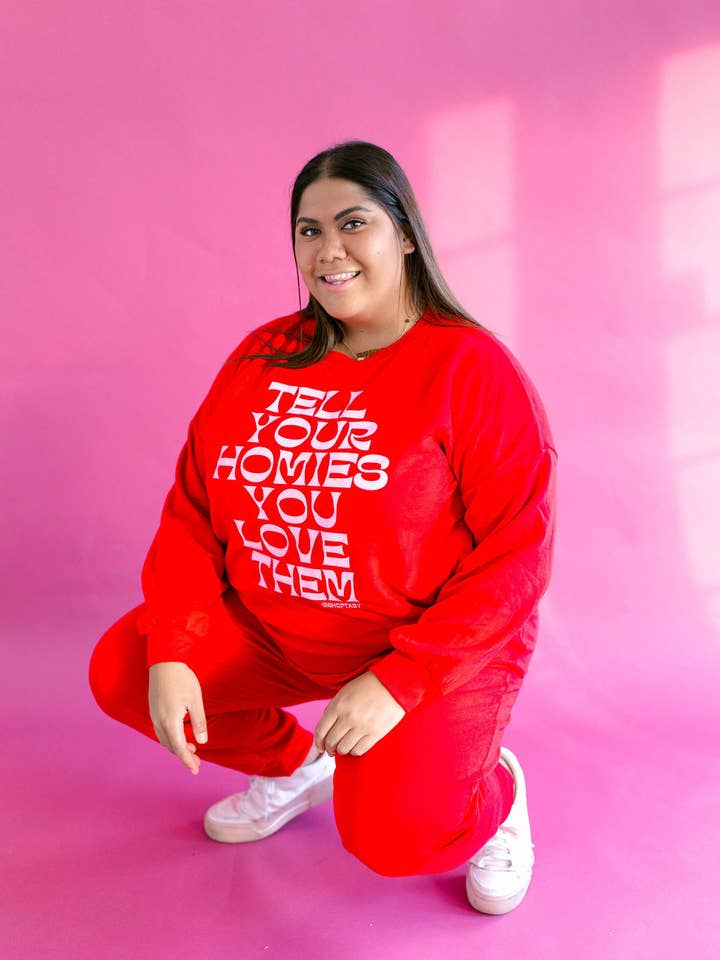 Taby Originals – Engroshandel Loungesæt - Dame – TABY ORIGINAL DESIGN: Fortæl dine venner, at du elsker dem i RØD*** PUFF*** & ULTRA SOFT***19