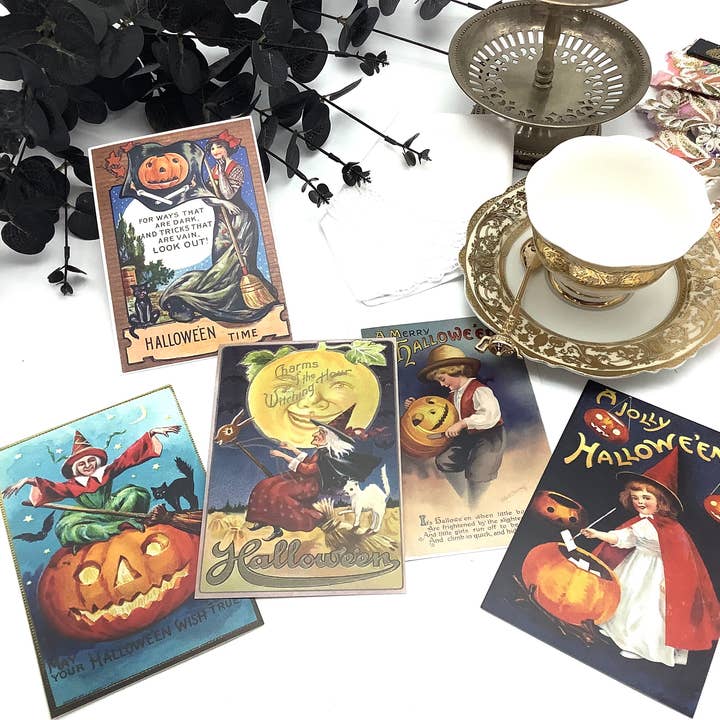 All Little Cute Things - Wholesale Tea Bags - Vintage Halloween Postcard with imported pumpkin tea packet7