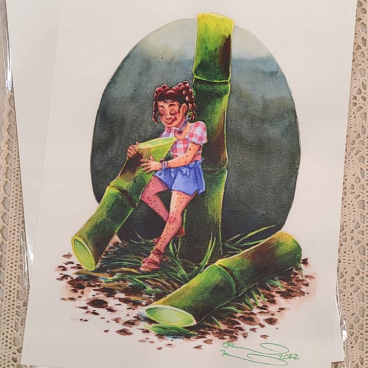 "Sugarcane" Signed Art Print 9" × 12" archival quality for wholesale by Nattosoup Studio