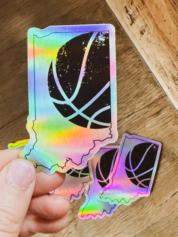 Indiana Basketball Holographic Sticker for wholesale by Left Grain