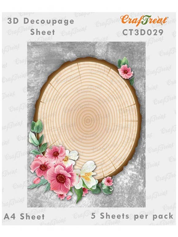 CrafTreat Wood Slice 3D Decoupage-ark A4 för wholesale av CrafTreat