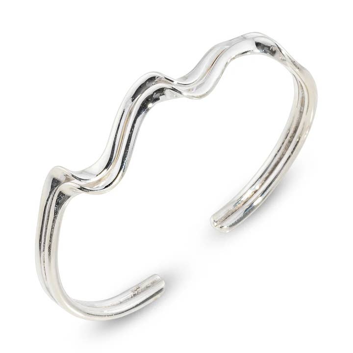 Aarna Double Wavy Cuff Sterling Silver for wholesale by Suka Jewelry Store