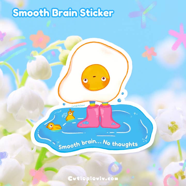 ¡Cerebro Liso! Pegatina para venta al por mayor de Cutiepieviv