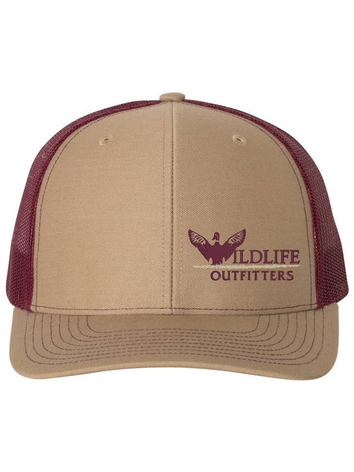 Hat - 112 Khaki/Maroon, Duck, Lp, Maroon for wholesale by Wildlife Outfitters