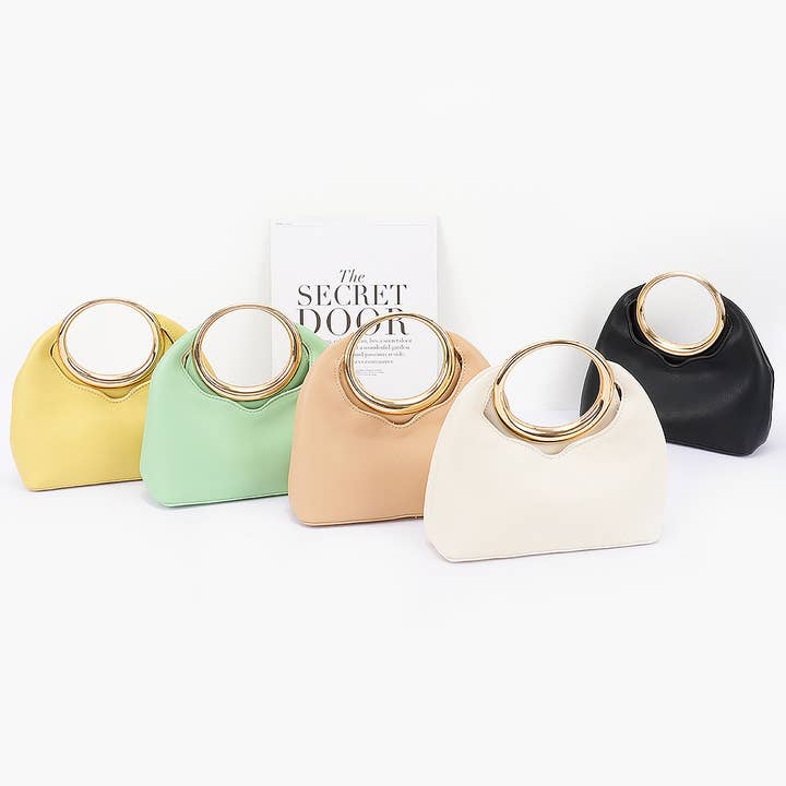 3AM BY H&D ACCESSORIES – Großhandel Henkeltasche – Damen – Faux-Leder-Tasche mit rundem Metallgriff3