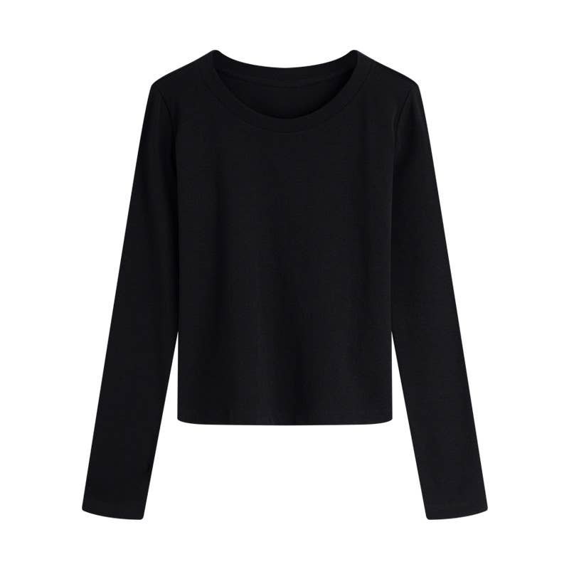 Rosa Clothing - Wholesale T-Shirt - Women's - Slim basic long-sleeved cotton rib T-shirt top2