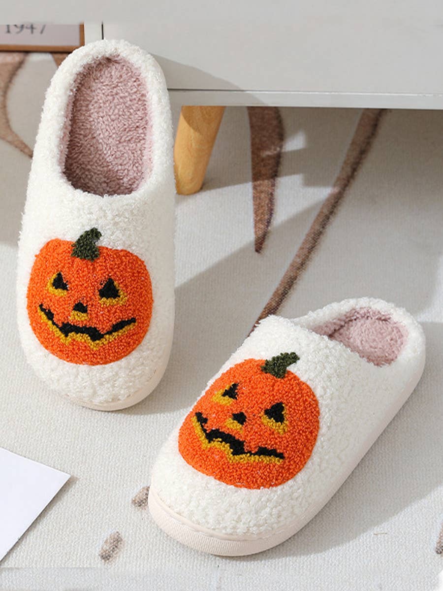 DOUBLJU - Wholesale Slippers - Women's - Halloween Pumpkin Cotton Slippers,Indoor Home Slippers
5