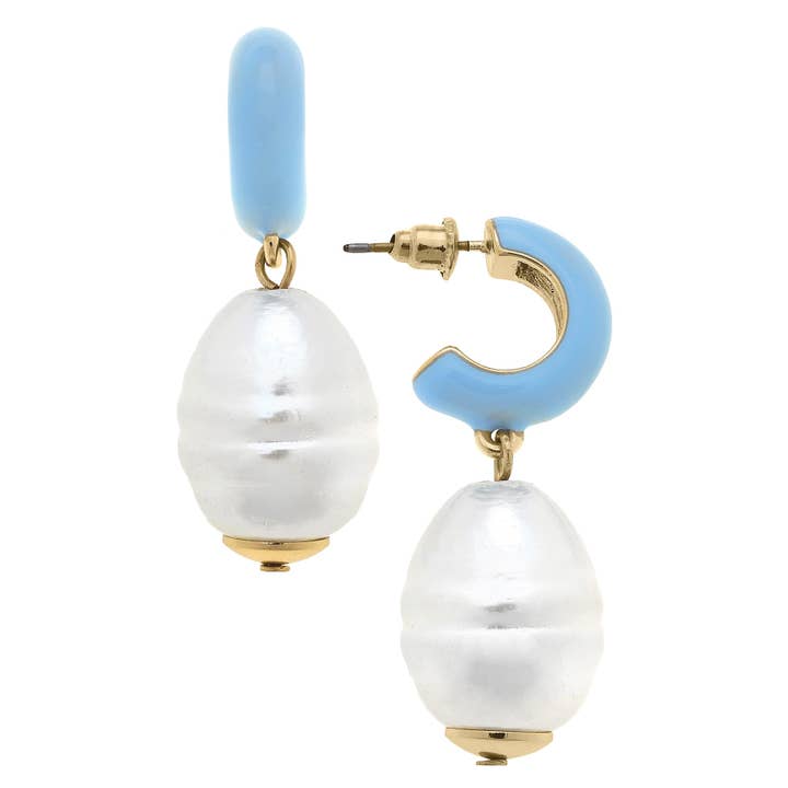 Canvas Style - Wholesale Hoop Earrings - Rhea Pearl Huggie Hoop Earrings