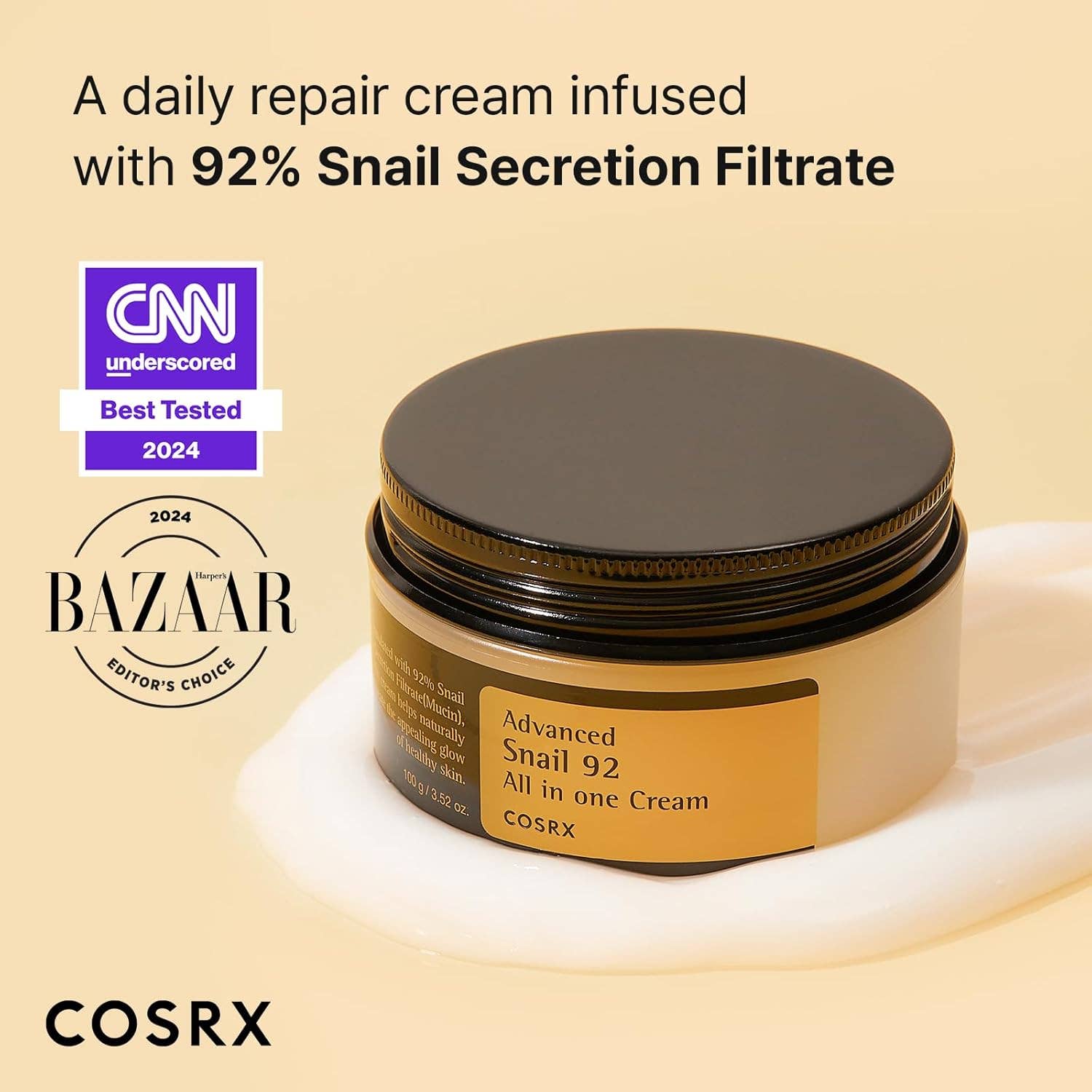 MEHIAZ - Wholesale Facial Moisturizer - COSRX Snail Mucin 92% Repairing Face Moisturizer, 3.52oz1