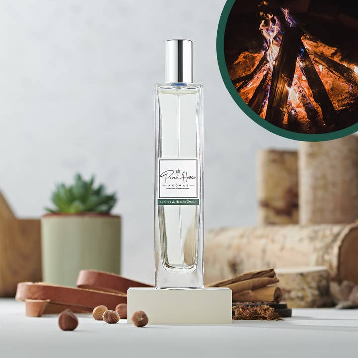 Leather & Hickory Smoke Room Spray for wholesale by Peak House Aromas