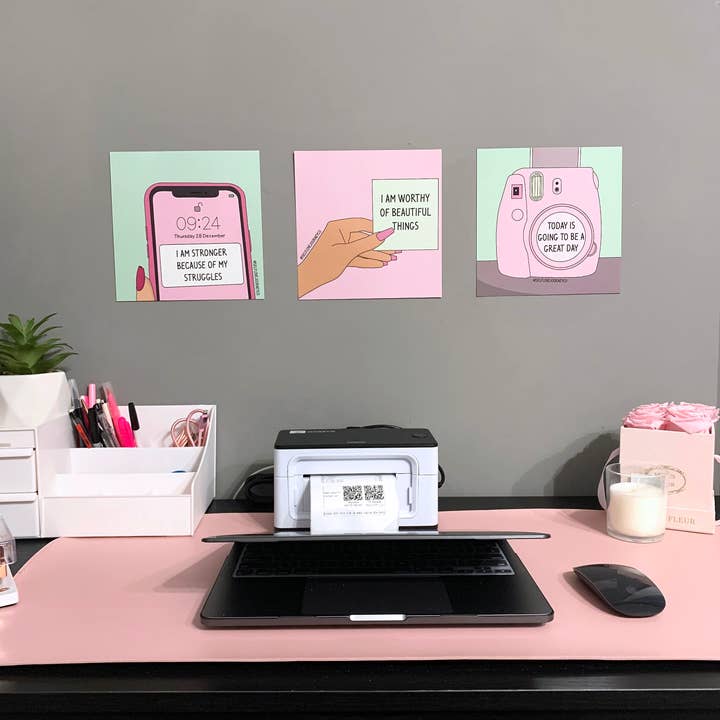 Uppsättning av 3 - 8"x8" Själv kärlek konst utskrifter positiva bekräftelser för wholesale av Selflovejourneyco