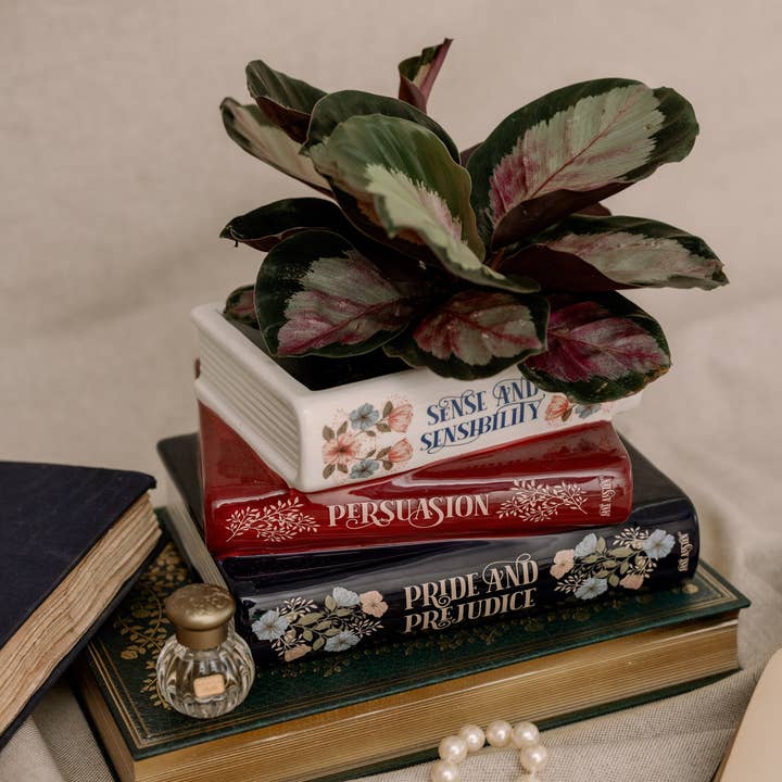 Steel Mill and Co. - Wholesale Planter Box - Stacked Books Planter, Jane Austen2