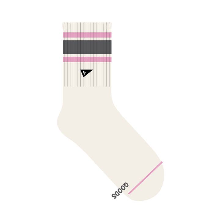 Crew Sock - Pink Retro Stripe for wholesale by Arvin Goods