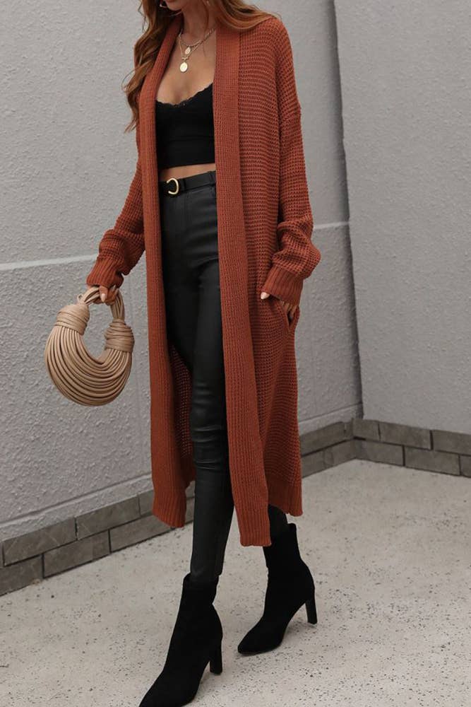 UNISHE - Wholesale Cardigan - Women's - Plain Long Length Open Sweater Cardigans MY0219