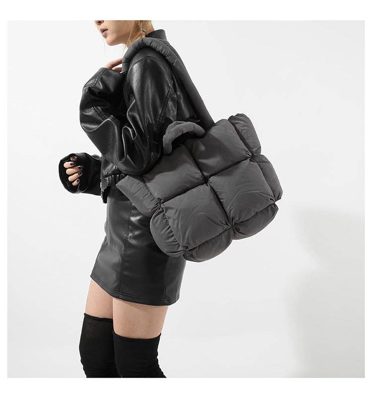 Dipped Shop - Wholesale Tote Bag - Women's - Simple Puffer Tote Bag Solid Color Soft Handbag DP809128