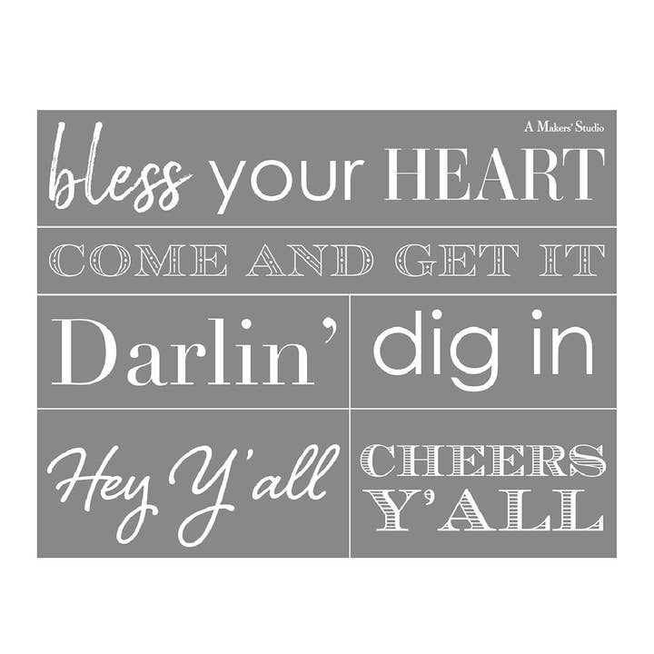 Southern Sayings - Mesh Stencil 8.5x11 for wholesale by A Makers' Studio