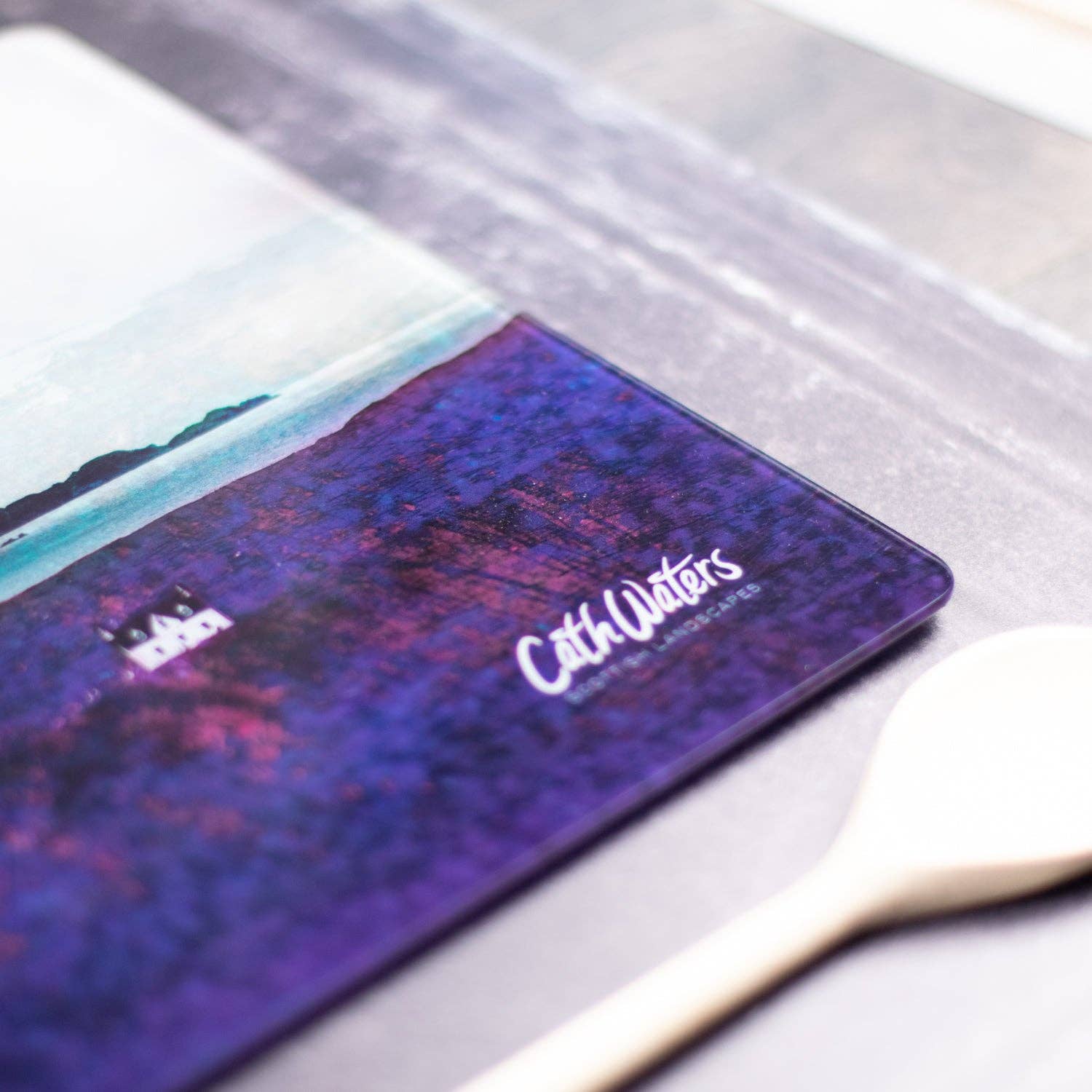 Cath Waters Scottish Landscapes - Wholesale Placemat - The Storr Loch Isle of Skye Glass Worktop Saver1