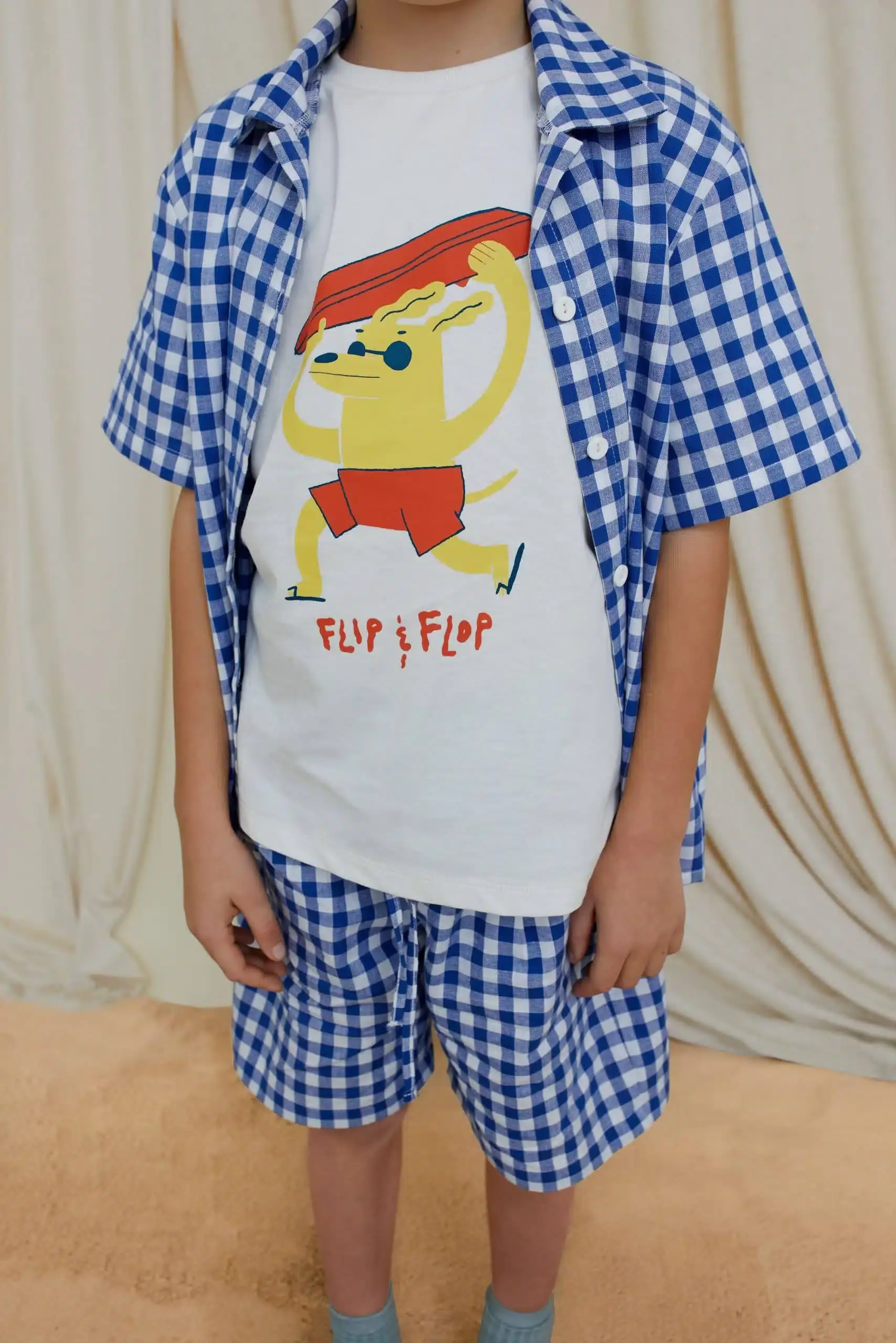 Blauw Korte geruite katoenshorts voor groothandel op Faire1