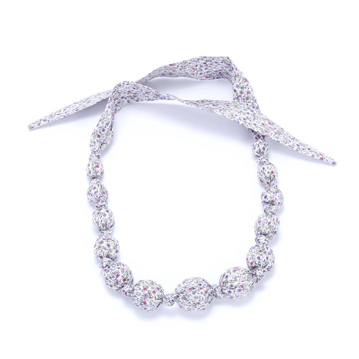 Peppercorn Kids - Wholesale Kids Necklace - Kids - Little Girls Beaded Cloth Necklace - Country Floral Print 1