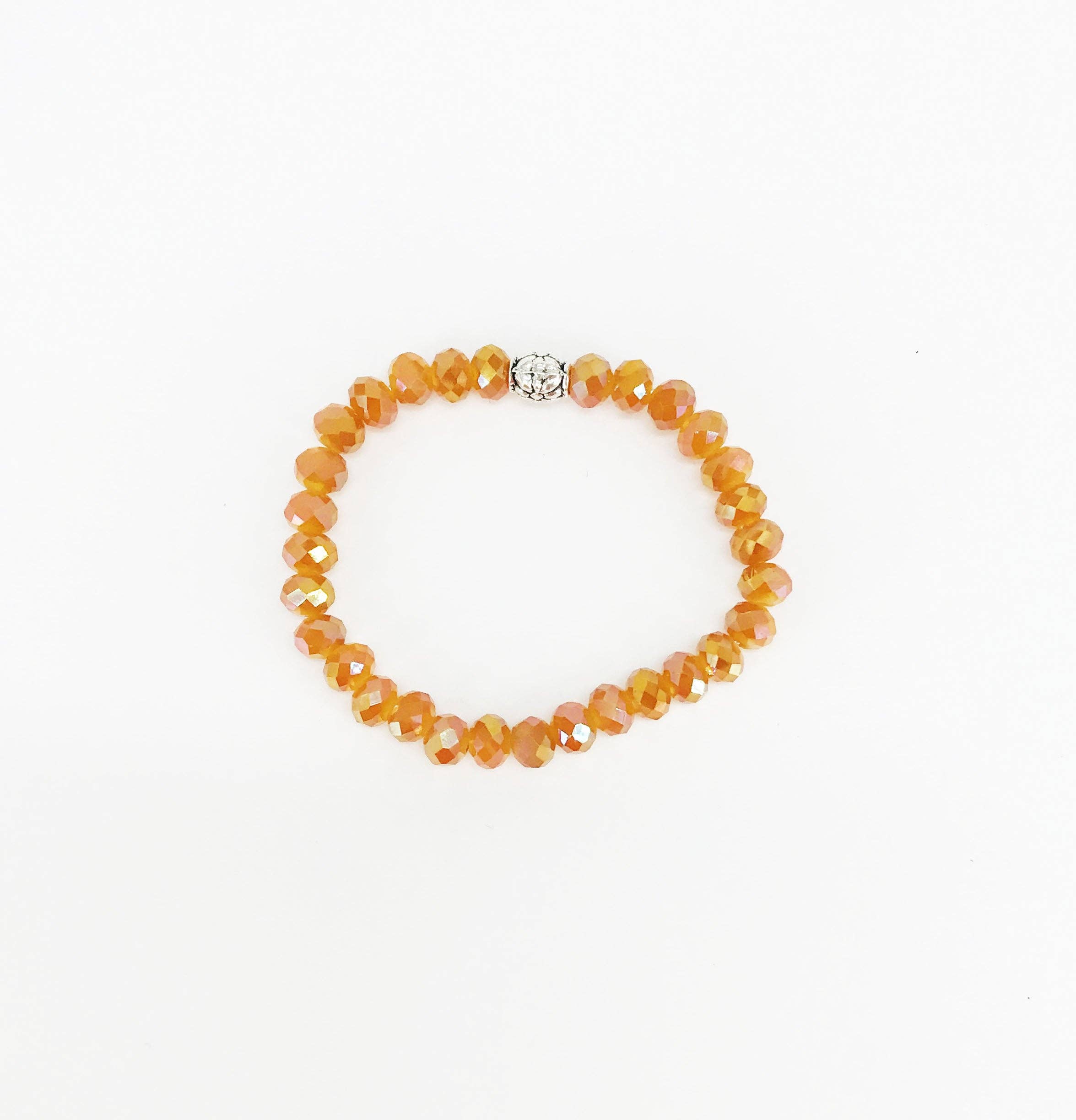 Magnolia & Peach Jewelry Boutique, LLC - Wholesale Beaded Bracelet - Burnt Orange Glass Bead Stretchy Bracelet1
