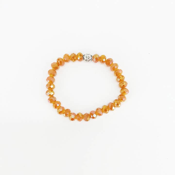 Magnolia & Peach Jewelry Boutique, LLC - Wholesale Beaded Bracelet - Burnt Orange Glass Bead Stretchy Bracelet1