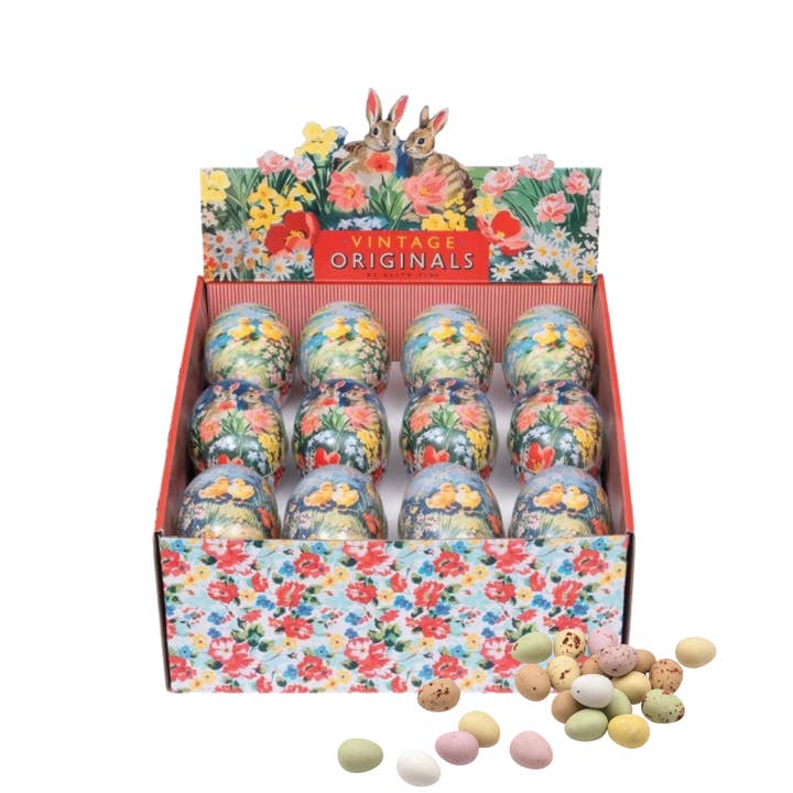 Vintage Easter Tin Medium Eggs with Chocolate Eggs for wholesale by Tin Treats