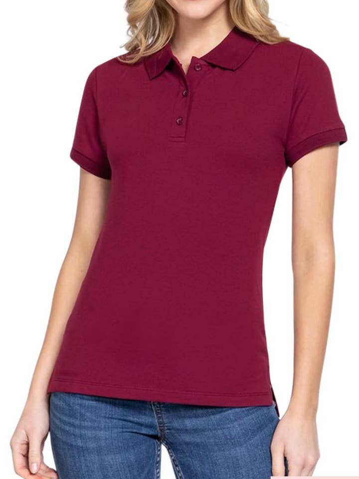 Plus Size Short Sleeve Classic Pique Polo Top for wholesale by Vanilla Monkey