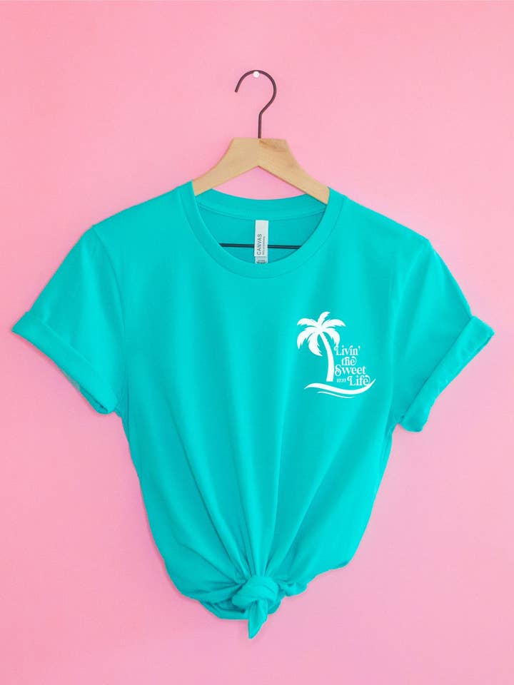 Livin' The Sweet Life Palm Tree T-Shirt for wholesale by Cotton Candys