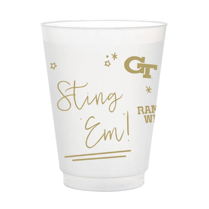 Georgia Tech Frosted Flex Party Cups (8-Pack) for wholesale by Valiant Gifts Inc